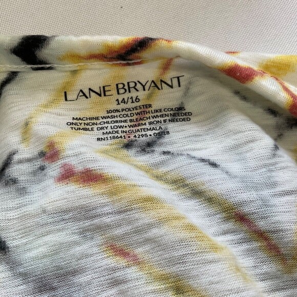 Lane Bryant Tunic Top Geometric print asymmetric tie hem  sleeveless size 14 /16 - Picture 4 of 11